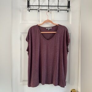 Purple V-Neck Short Sleeve Top